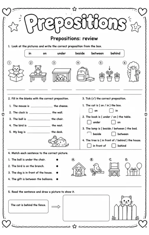 Prepositions: review