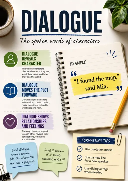 Dialogue Literary Elements Infographic