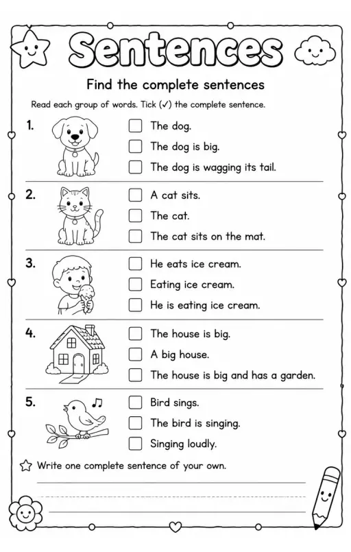 Find the complete sentences