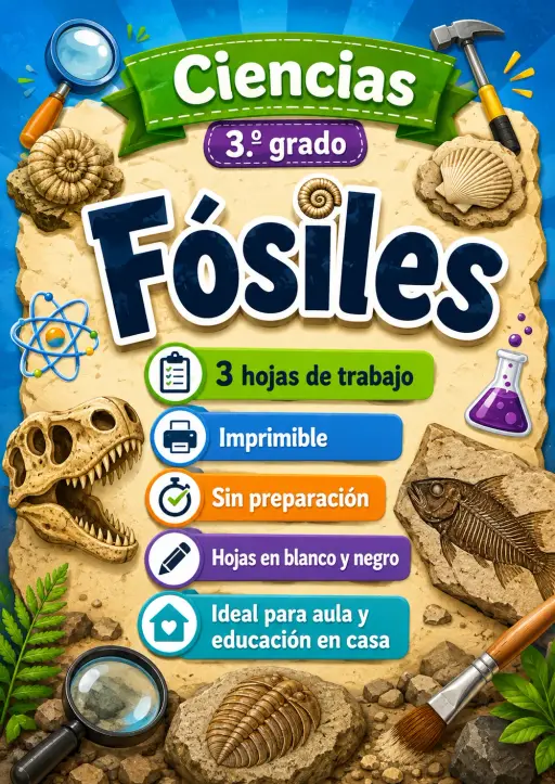 3.º grado - Fósiles - Paquete de ciencias en español