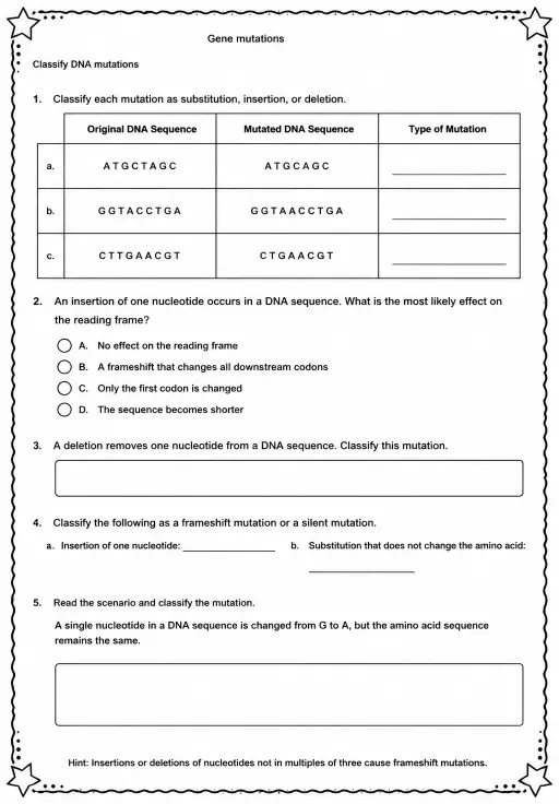 Classify DNA mutations