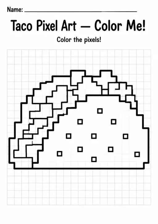 Taco Pixel Art Coloring Page
