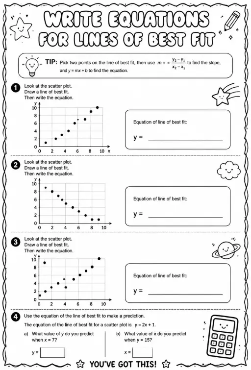 Write equations for lines of best fit