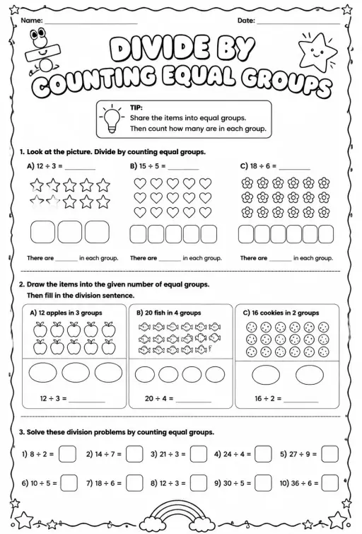 Divide by counting equal groups