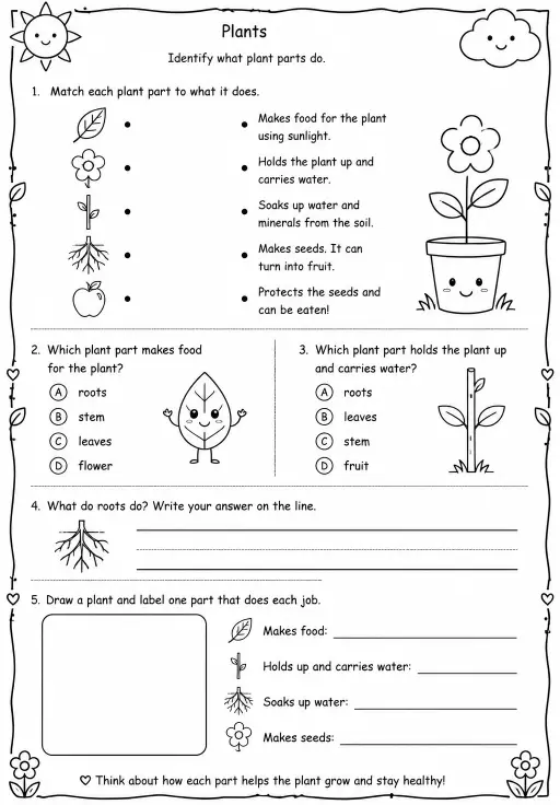 Identify what plant parts do