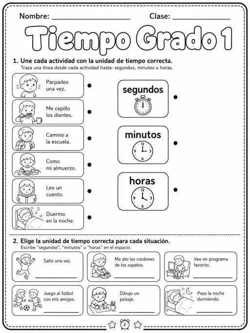 1.º grado - repaso de matemáticas - Paquete de fichas