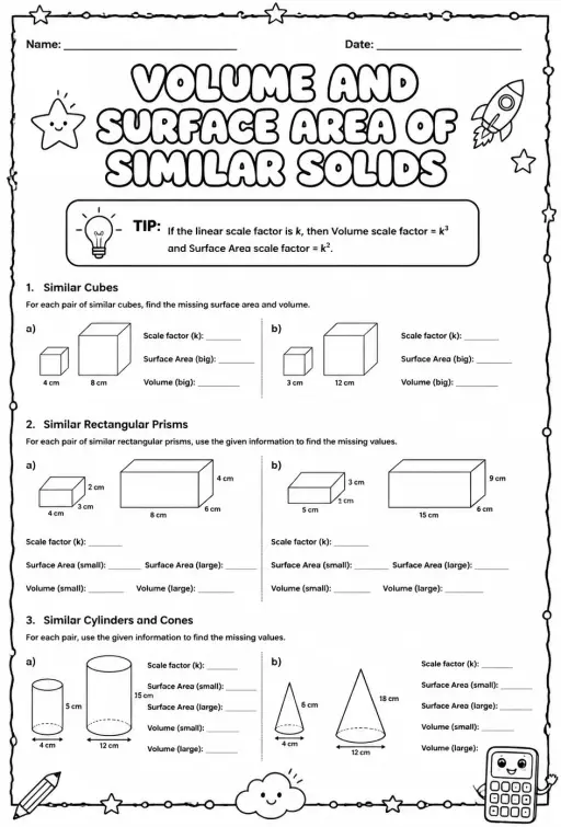 Volume and surface area of similar solids