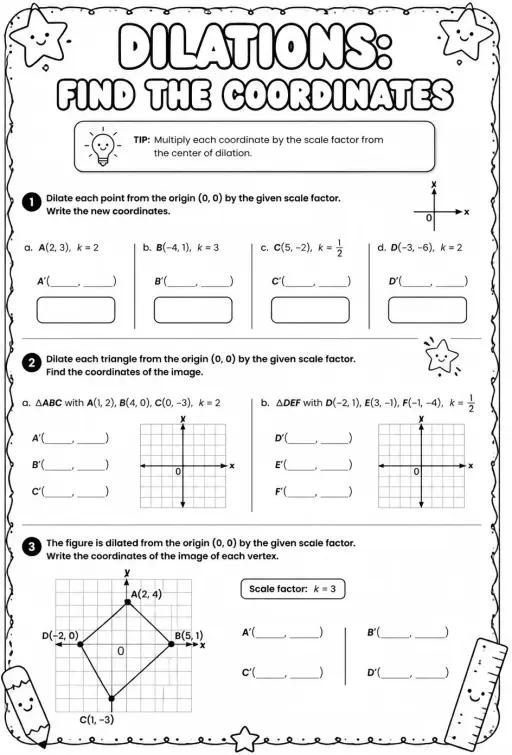 Dilations: find the coordinates