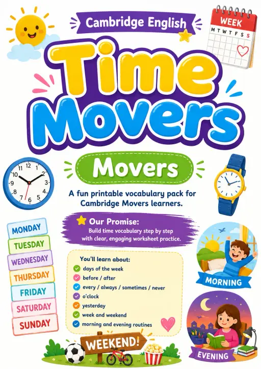 Time Movers Vocabulary Worksheet Pack