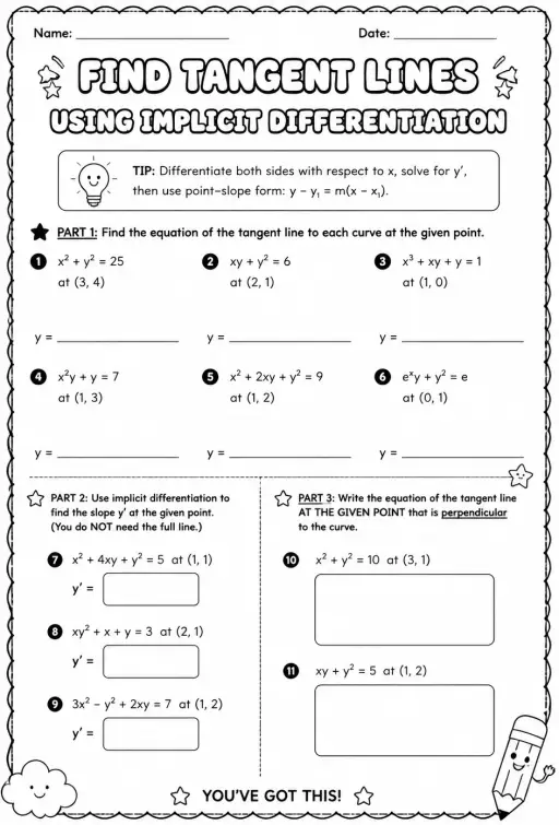 Find tangent lines using implicit differentiation