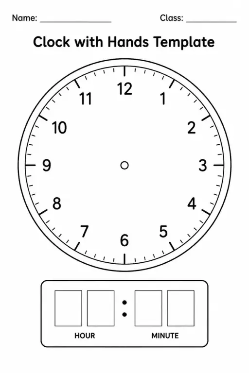 Clock with Hands Template