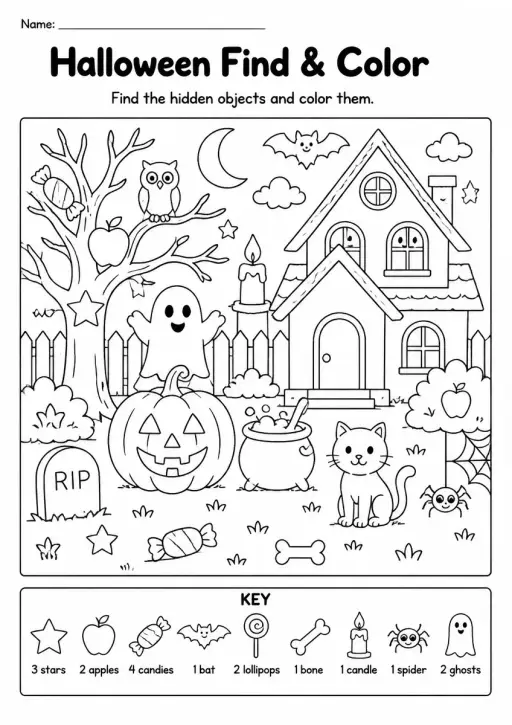 Halloween Find & Color — Grade 1