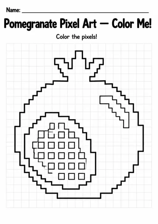 Pomegranate Pixel Art Coloring Page
