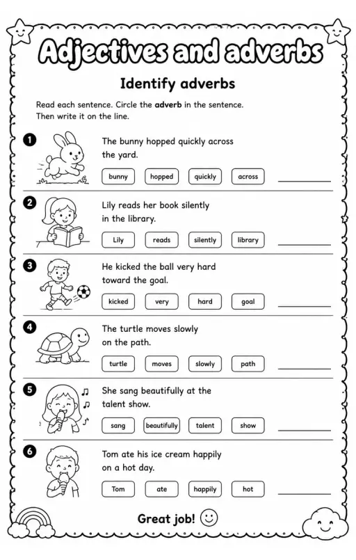 Identify adverbs