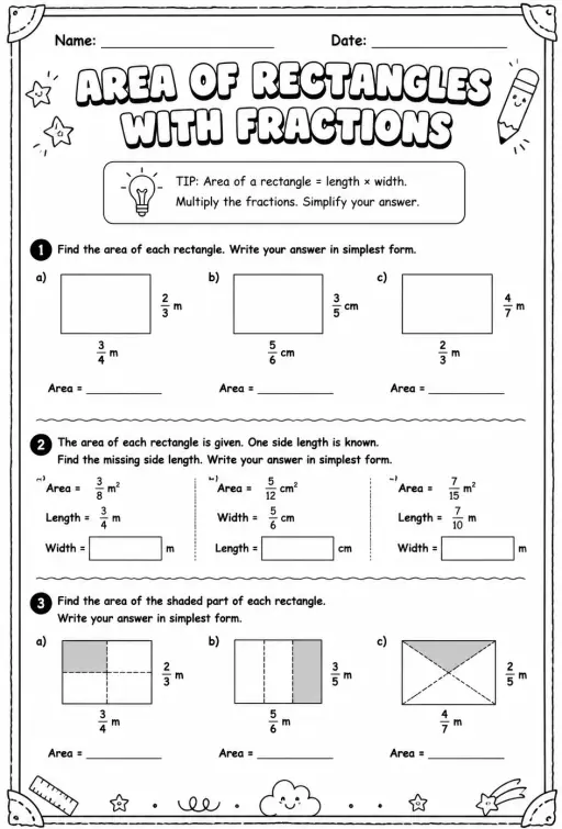 Area of rectangles with fractions