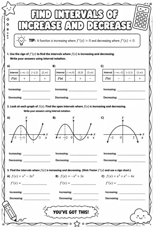 Find intervals of increase and decrease
