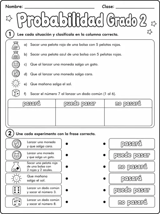 2.º grado - probabilidad - Paquete de fichas