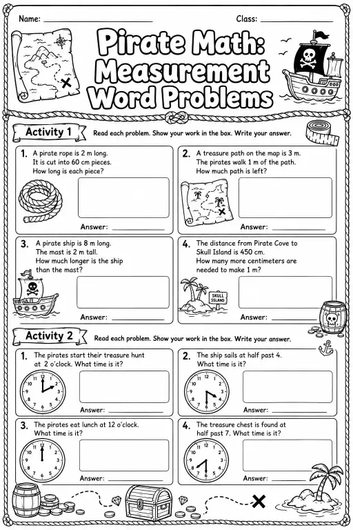 Pirate Math: Capacity and Volume Worksheet Pack