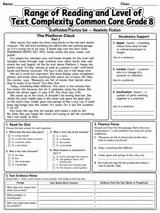 Range of Reading and Level of Text Complexity Common Core Grade 8