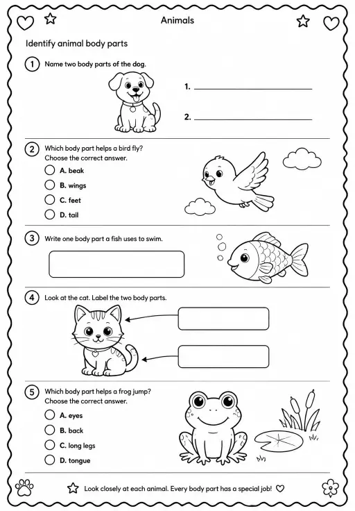 Identify animal body parts