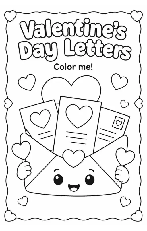 Valentine's Day Letters Coloring Page