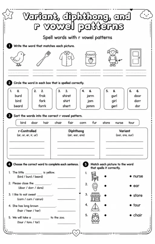 Spell words with r vowel patterns