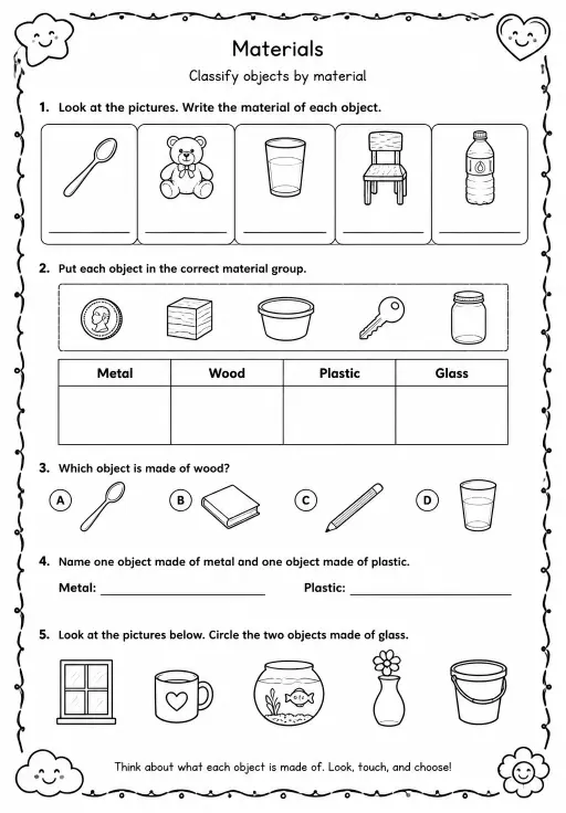 Classify objects by material