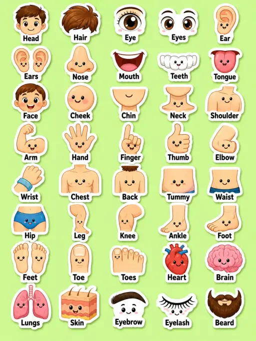 Body and Face Printable Sticker Sheet