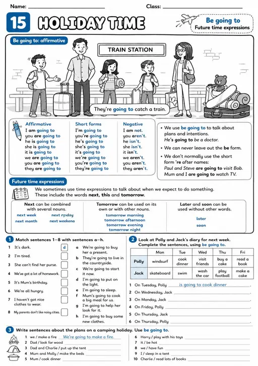 Be Going To Future: Holiday Time 3 | Grades 3-4 Grammar Worksheet