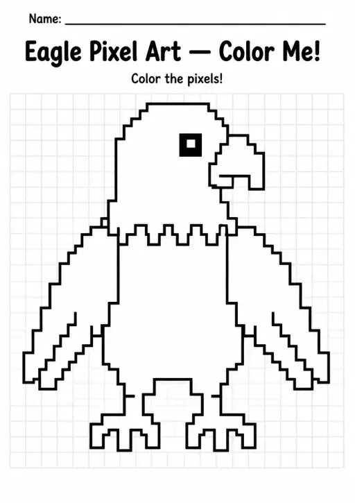 Eagle Pixel Art Coloring Page