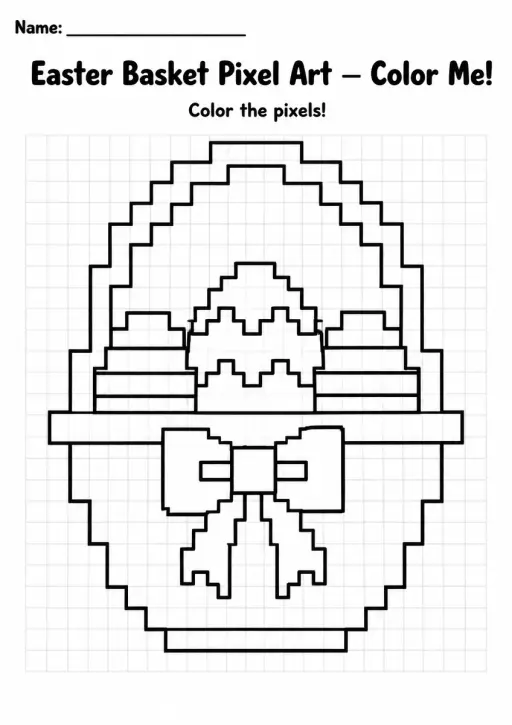 Easter Basket Pixel Art Coloring Page