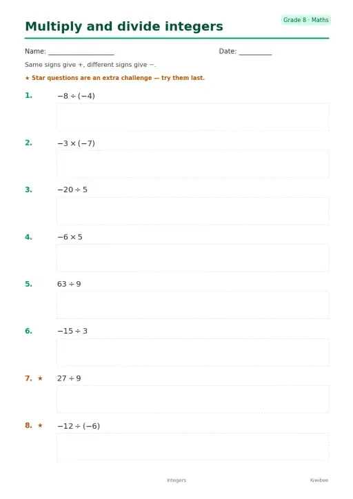 Multiply and divide integers