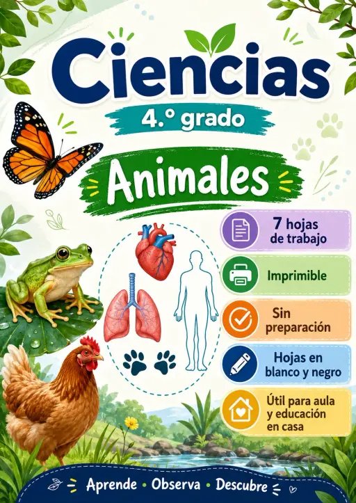 4.º grado - Animales - Paquete de ciencias en español