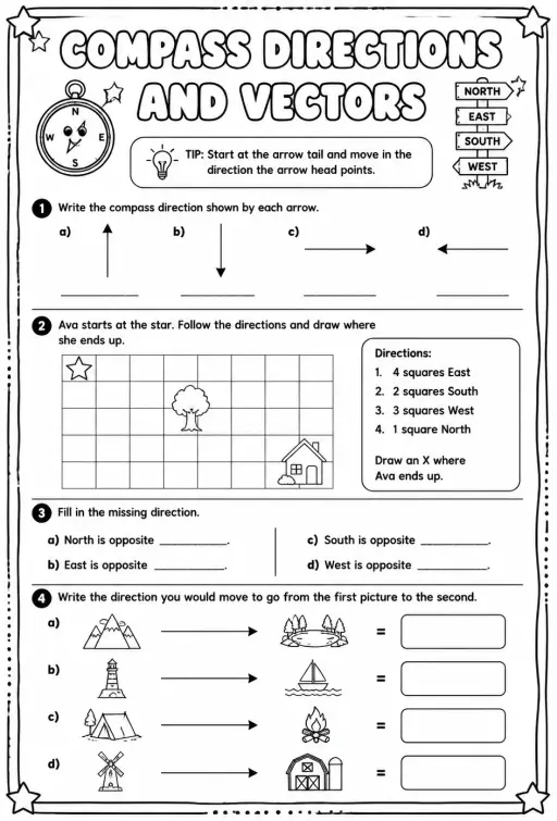 Compass directions and vectors