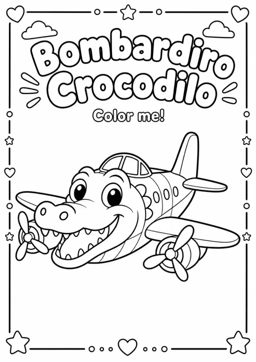Bombardiro Crocodilo Coloring Pages