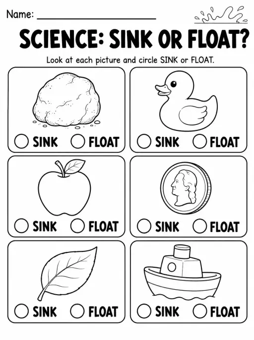 Sink or Float Sort Worksheet Pack