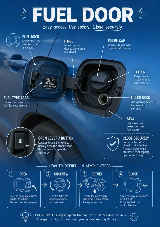 Fuel Door Car Parts Infographic