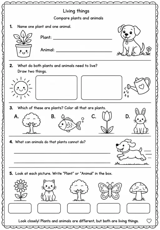 Compare plants and animals