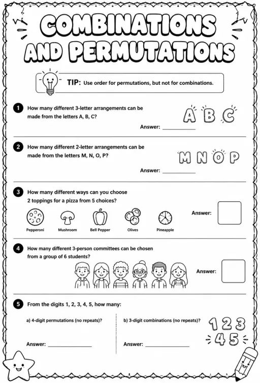 Combinations and permutations