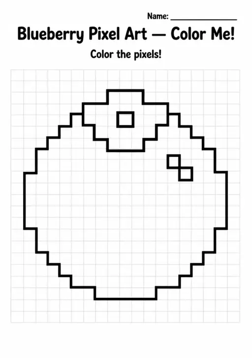 Blueberry Pixel Art Coloring Page