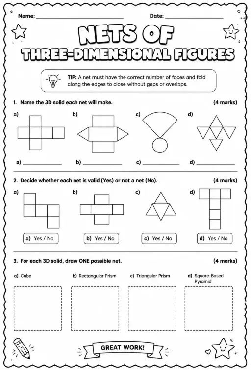Nets of three-dimensional figures