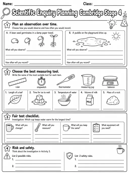 Scientific Enquiry Planning Cambridge Stage 4
