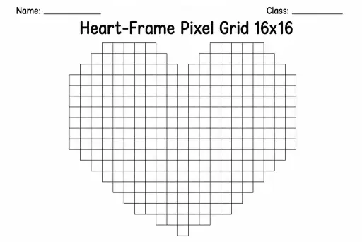 Heart-Frame Pixel Grid 16x16