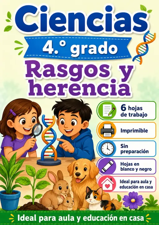 4.º grado - Rasgos y herencia - Paquete de ciencias en español