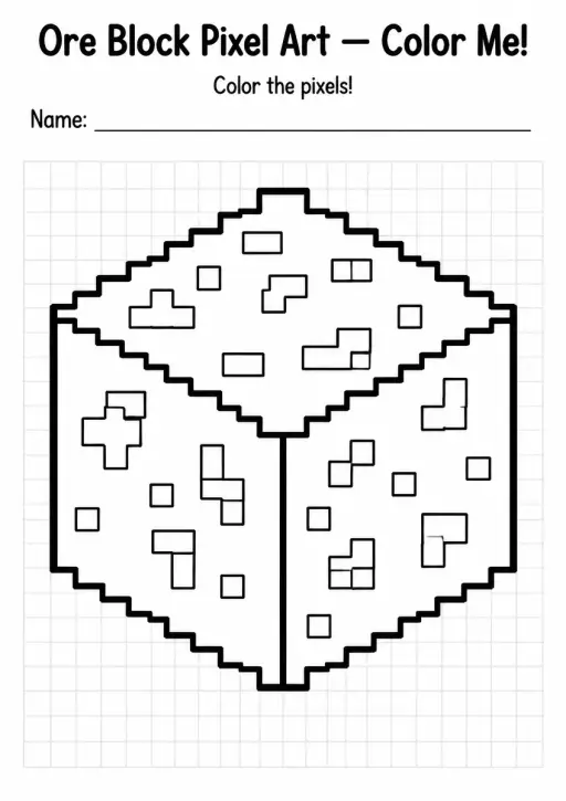 Ore Block Pixel Art Coloring Page
