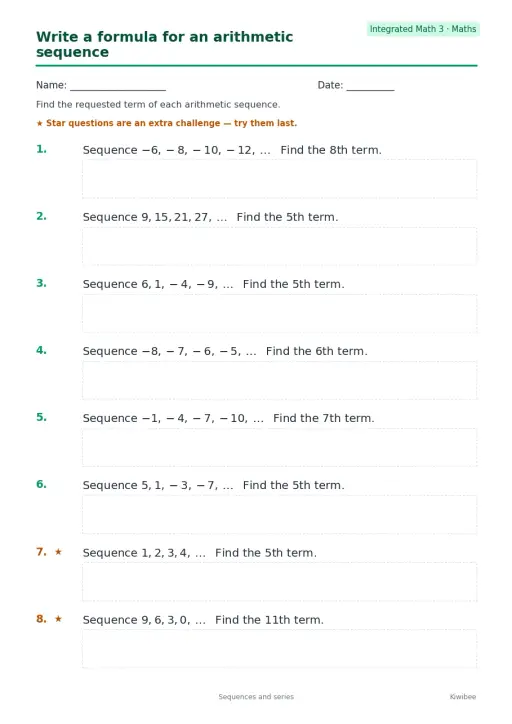 Write a formula for an arithmetic sequence