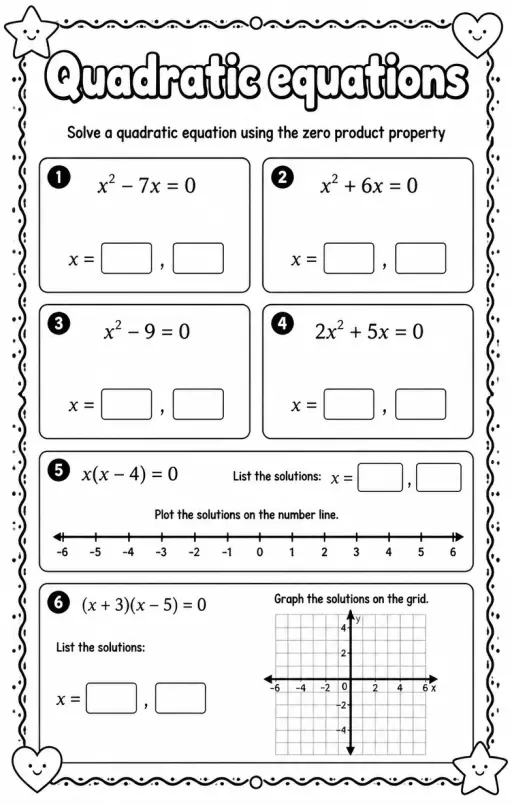 Solve a quadratic equation using the zero product property