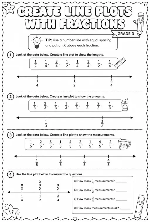 Create line plots with fractions