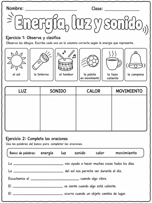 2.º grado - ciencias físicas - Paquete de fichas - Conjunto 3