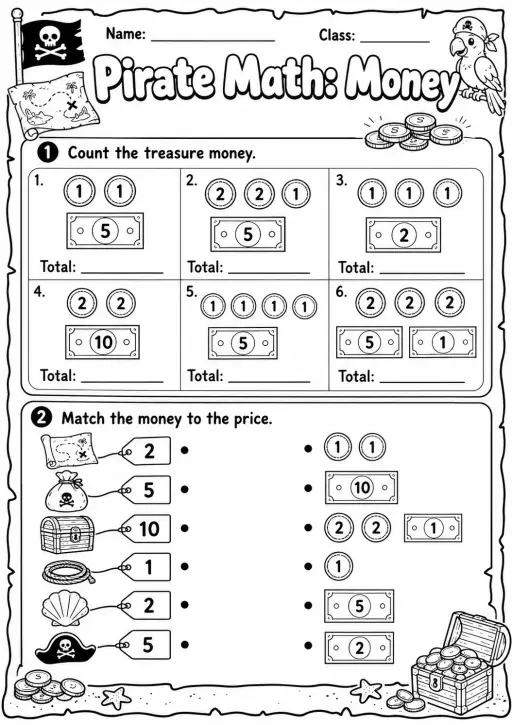 Pirate Math: Position and Direction Worksheet Pack